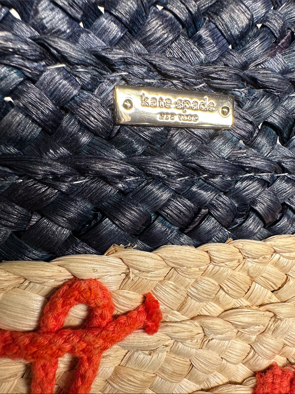 kate spade Shore Thing Navy, Natural & Red 'Out and About' Striped Straw Tote - Picture 16 of 16